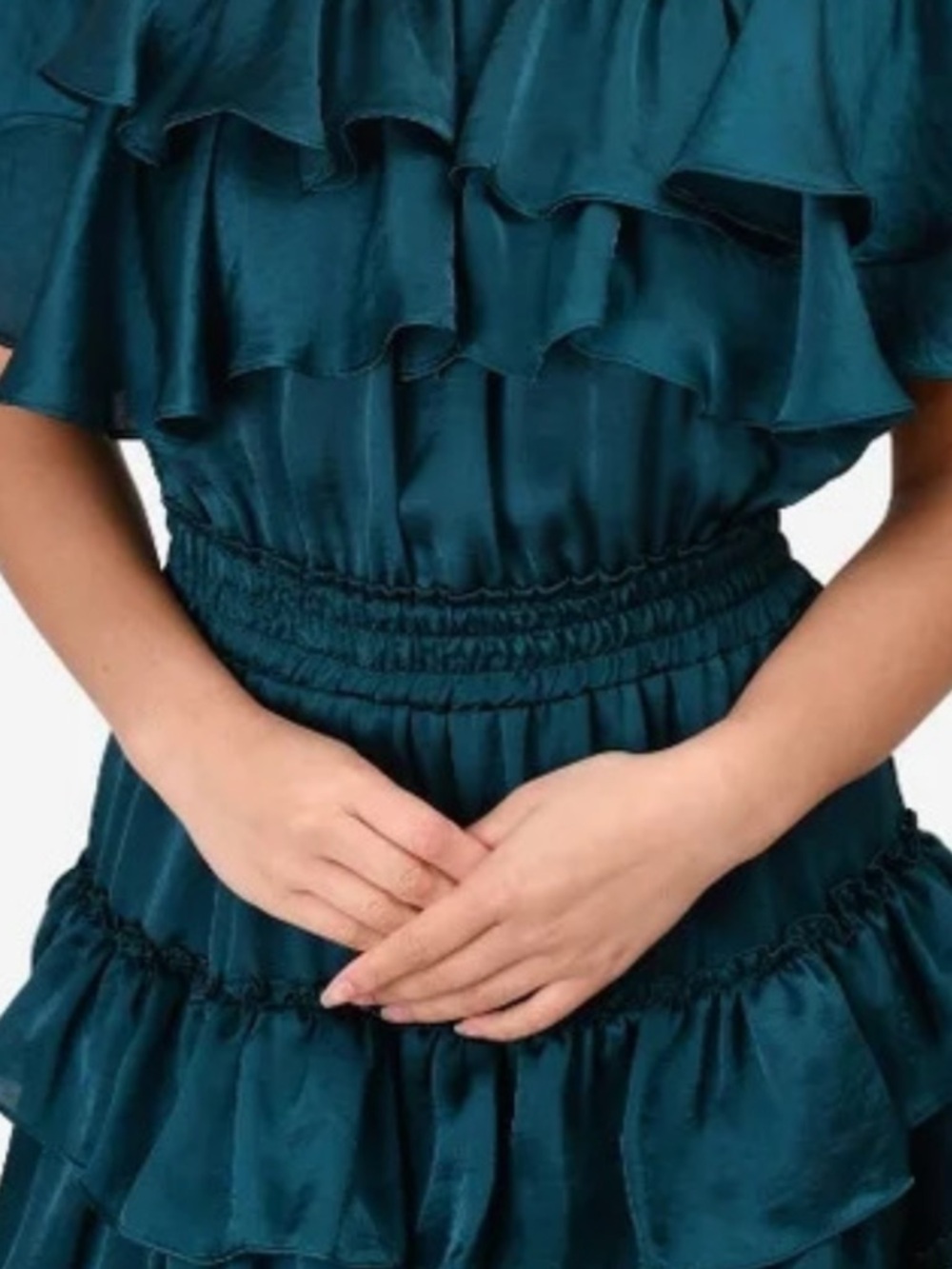 MISA Los Angeles Jules Mini Dress Off Shoulder Satin in Emerald Size XS Women's